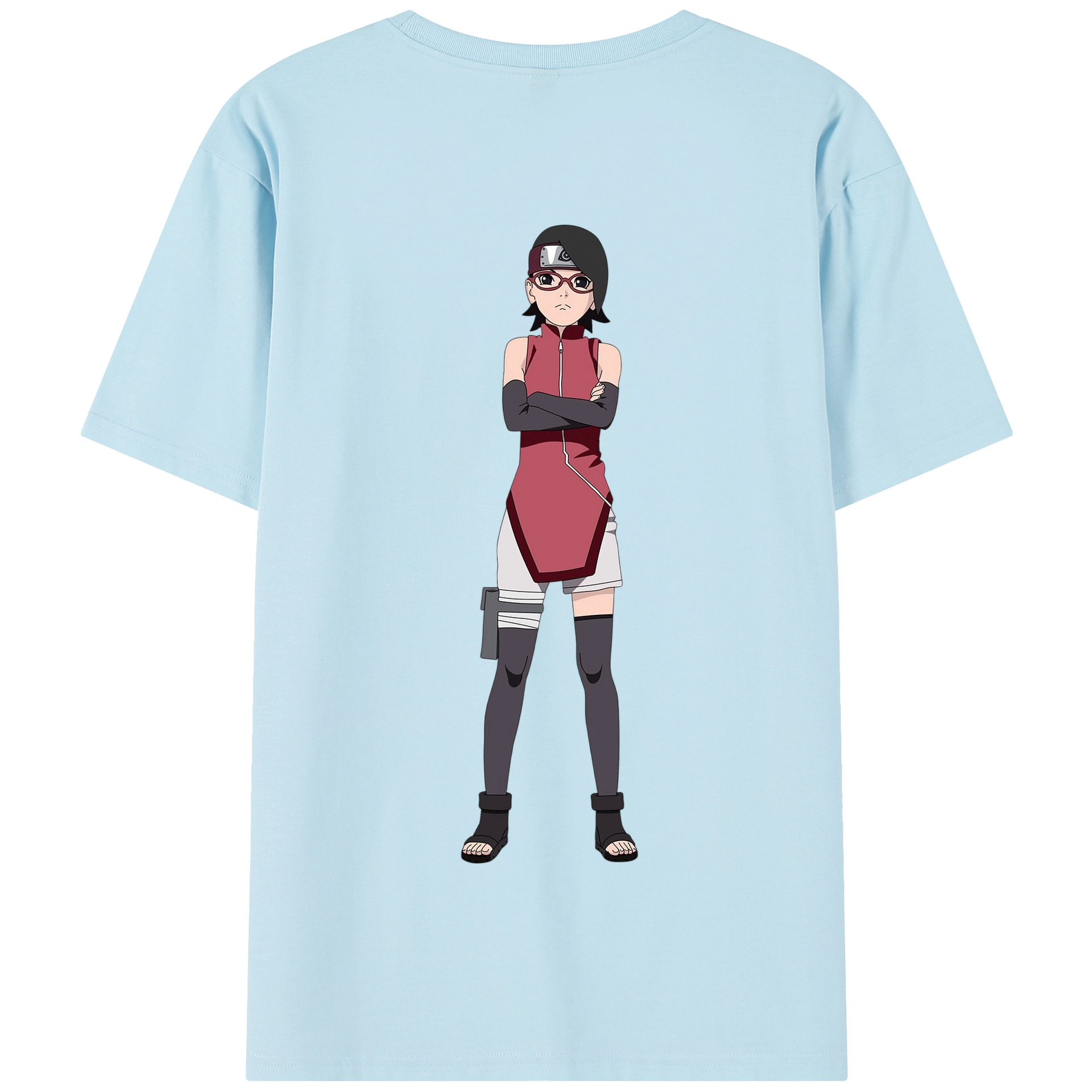 （画像用） NARUTO -ナルト- うちは サラダ Uchiha Sarada 綿100％半袖Tシャツ（背面プリント）